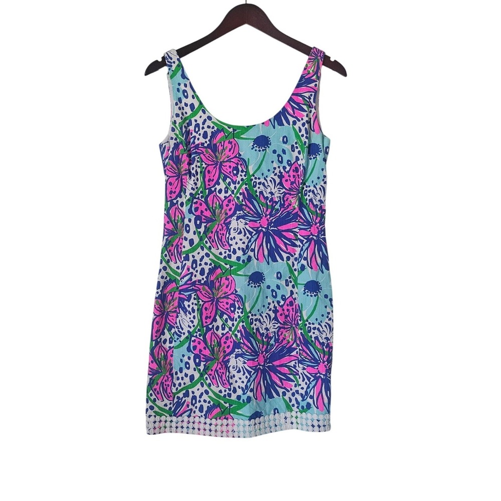 Lilly Pulitzer Eaton Shift Dress In the Garden Size‎ 4 Colorful Cotton